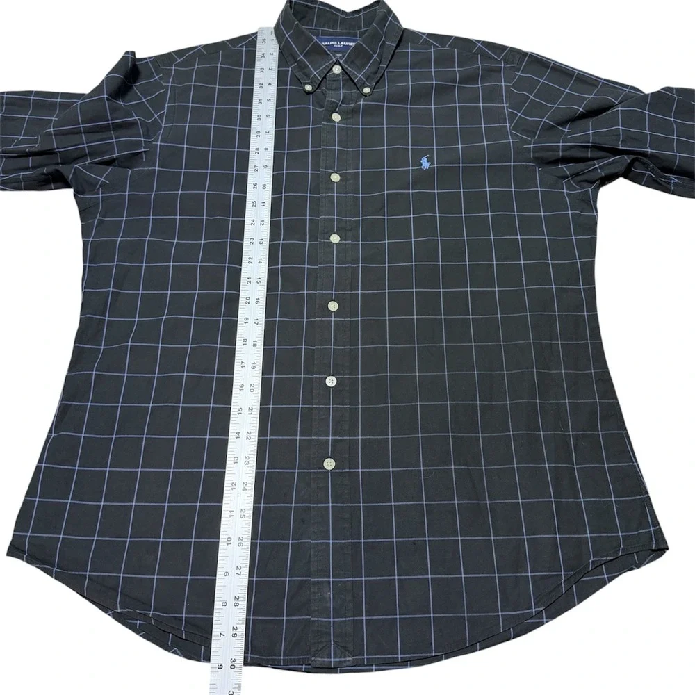 Polo Ralph Lauren Golf Long Sleeve Button Down Windowpane Plaid Cotton Men L